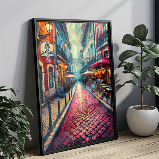 Rua Nova do Carvalho Wall Art, Lisbon Print, Portugal Decor, Pink Street Travel Poster, European Cityscape, Gift for Travelers, Home Decor