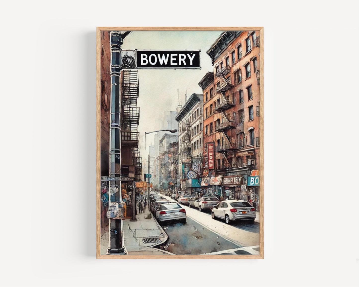 Bowery Manhattan Street Sign Print, Vintage New York City Art