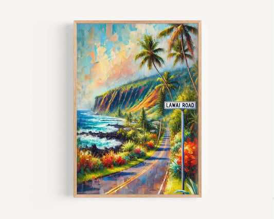 Lawai Road Print - Kauai Wall Art, Hawaii Travel Poster, Tropical Landscape, Housewarming & Vacation Gift, Lawai Gift, Beach Decor