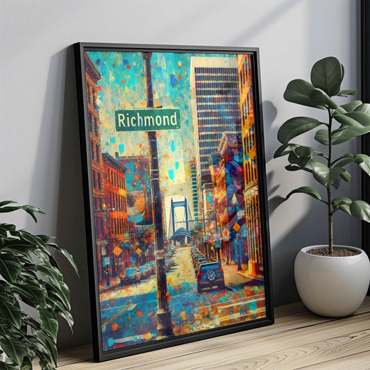 Virginia Richmond Wall Art Print, Travel Poster, USA Decor, Virginia Gift & Housewarming Artwork, City Map Map Travel Print