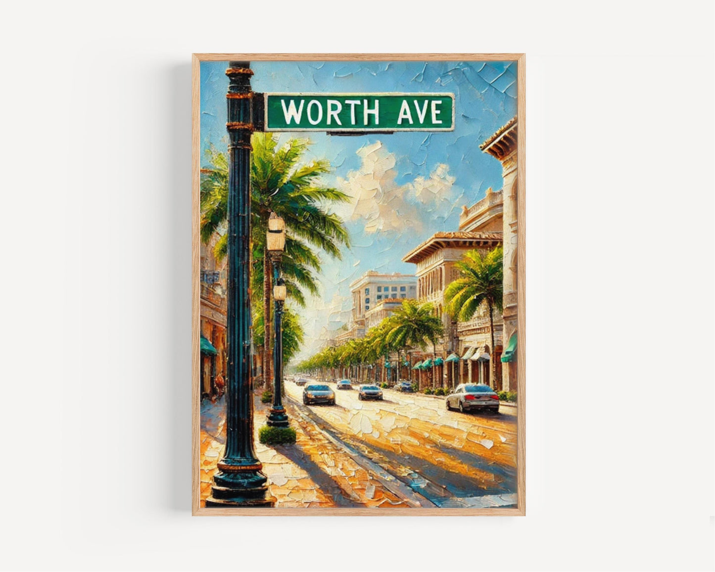 Wall Art Worth Ave Print Palm Beach Florida Travel Poster Florida Artwork Housewarming Gift