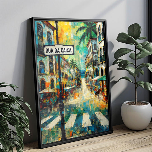 Rua da Caixa Wall Art, São Tomé Print, Island Heritage Travel Poster, Vibrant Cityscape, Colonial Streets Gift, Home Decor, Fine Art Print
