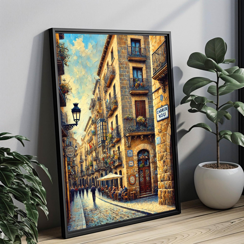 Carrer Nou Street Sign Print: Girona Catalonia Spain Travel Poster