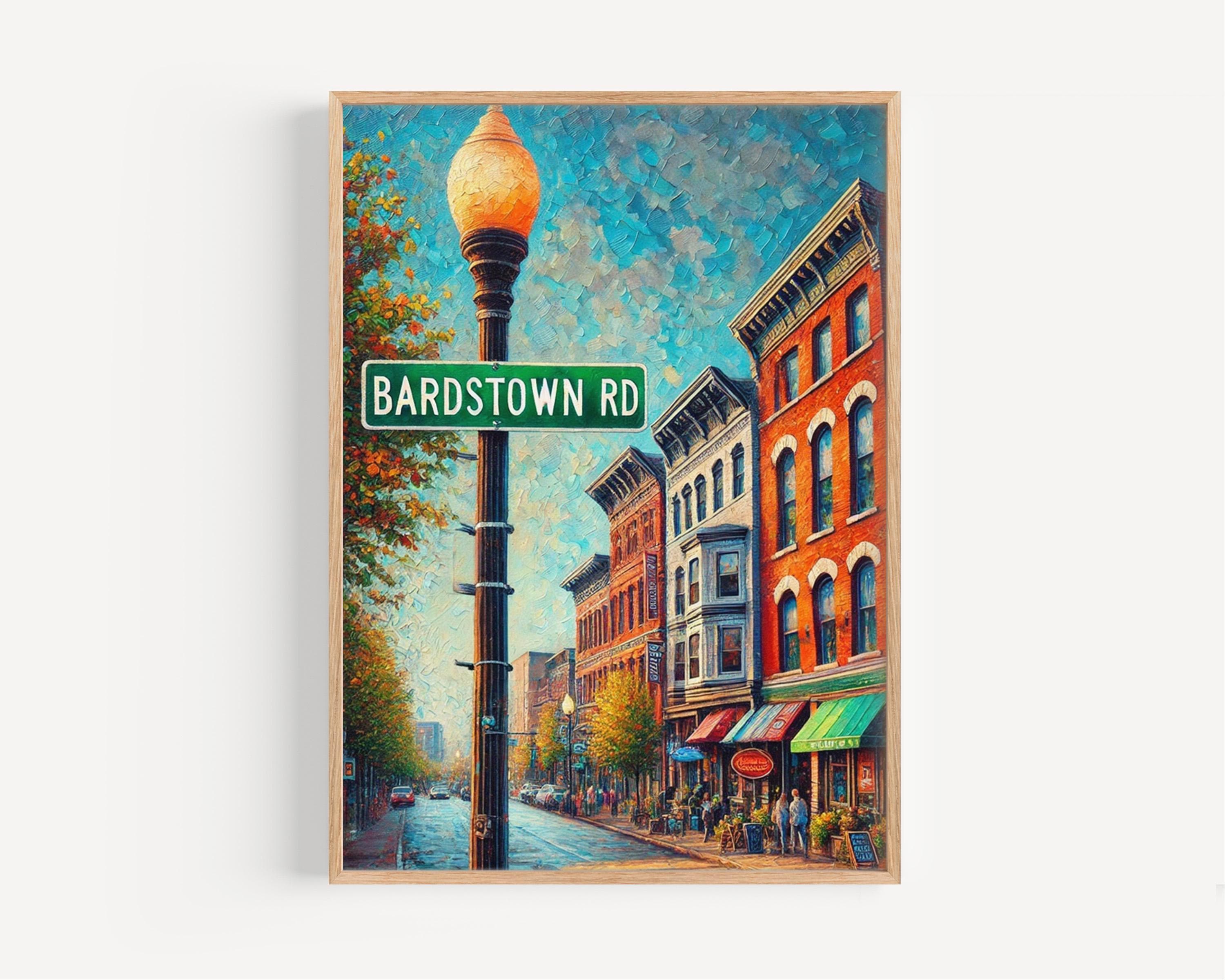 Bardstown Street Sign Print: Kentucky Small Town Travel Poster