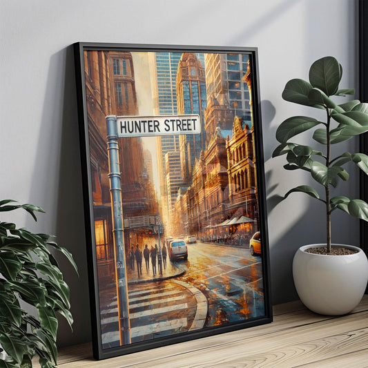 Hunter Street Wall Art, Sydney Street Sign Print, Australia City Decor, Travel Souvenir, Urban Landscape Poster, Australian Gift, Home Decor