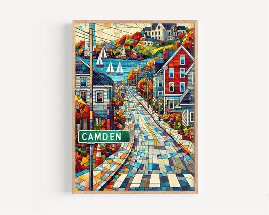 Art Camden Wall Art Print - Maine Travel Poster, USA Souvenir & Housewarming Gift, Coastal Maine Decor, Nautical Wall Art