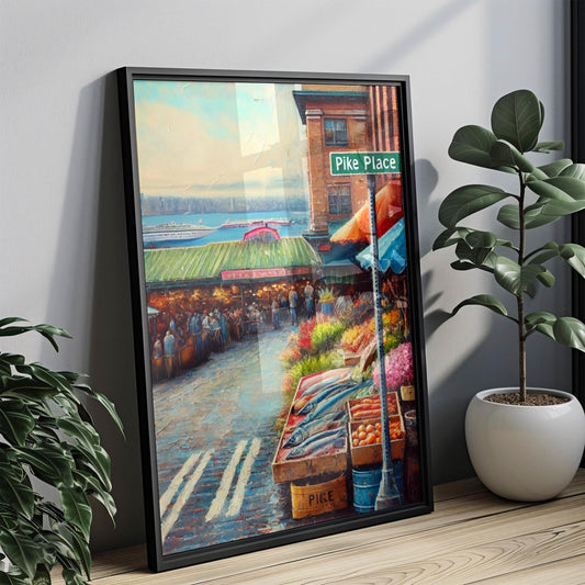 Seattle Art Pike Place Wall Art Print - Personalized Seattle Gift, Travel Poster, Washington Souvenir Home Decor