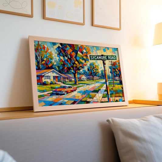 Sycamore Road Wall Art Print - Lexington Kentucky Travel Poster, Sycamore Rd Home Decor, Housewarming Gift, Kentucky Art Illustration