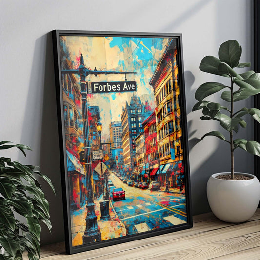 Forbes Ave Print Pittsburgh Wall Art Travel Poster Pennsylvania Gift Housewarming Decor Modern Cityscape