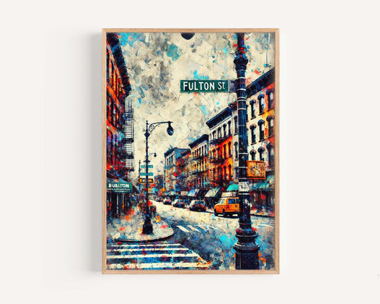 Brooklyn Art Fulton Street Wall Art Print, Brooklyn Gift, Travel Poster, New York Artwork, Housewarming Decor
