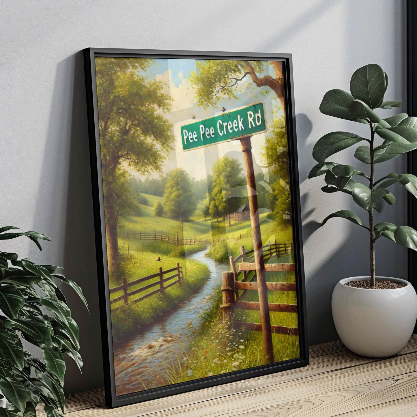 Pee Pee Creek Rd Wall Art Print, Ohio Travel Poster, USA Road Sign Gift, Housewarming Decor, Ohio Souvenir, Unique Travel Print Artwork