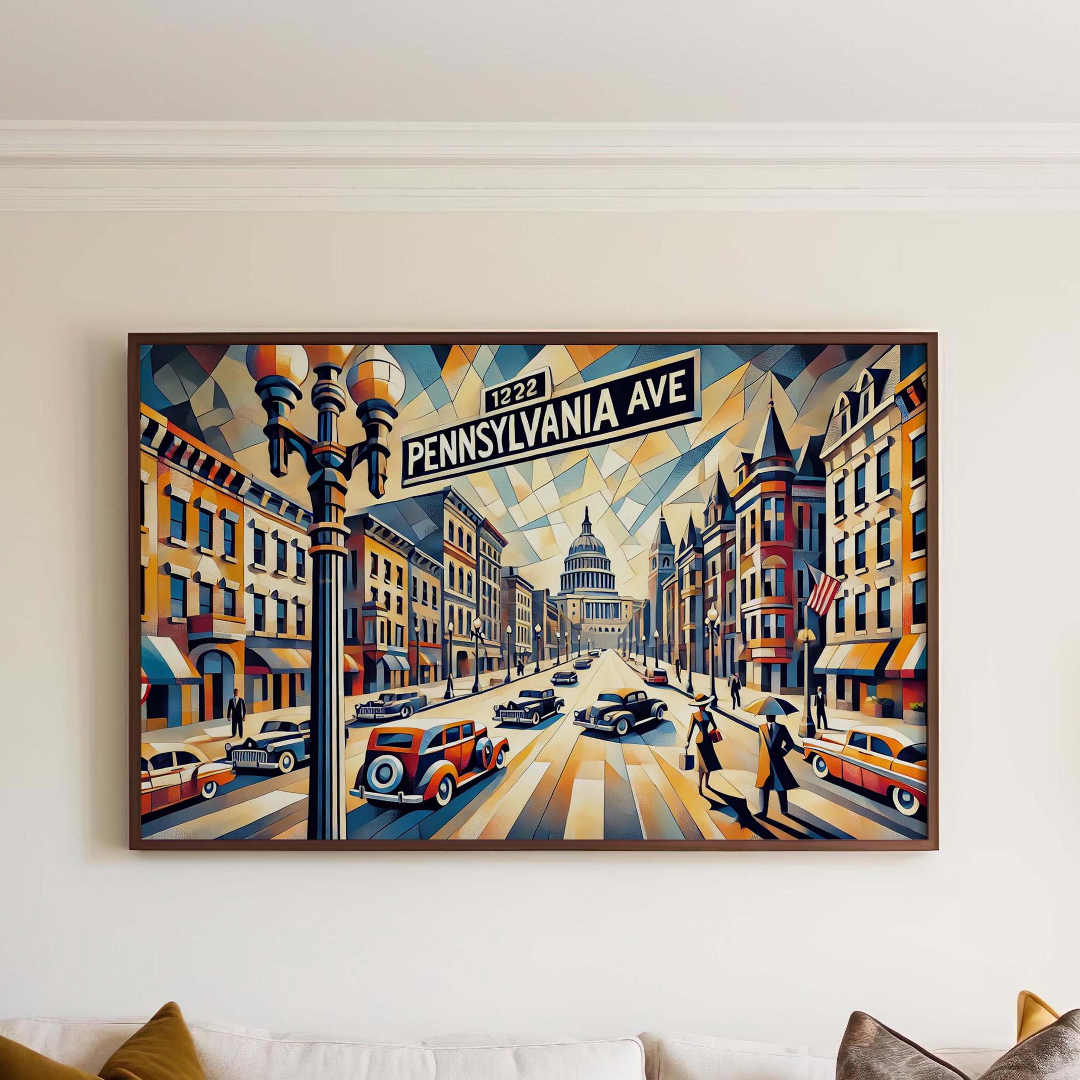 Pennsylvania Ave Cubist Wall Art - Washington, D.C., USA