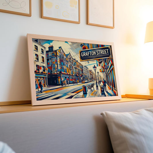 Grafton Street Wall Art Print - Dublin Travel Poster, Ireland Gift, Irish Souvenir & Housewarming Decor