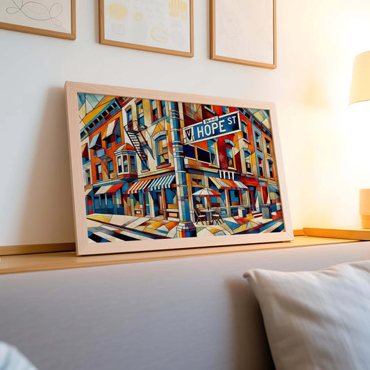 Providence Art Hope Street Wall Art Print - Rhode Island Travel Poster & Housewarming Gift