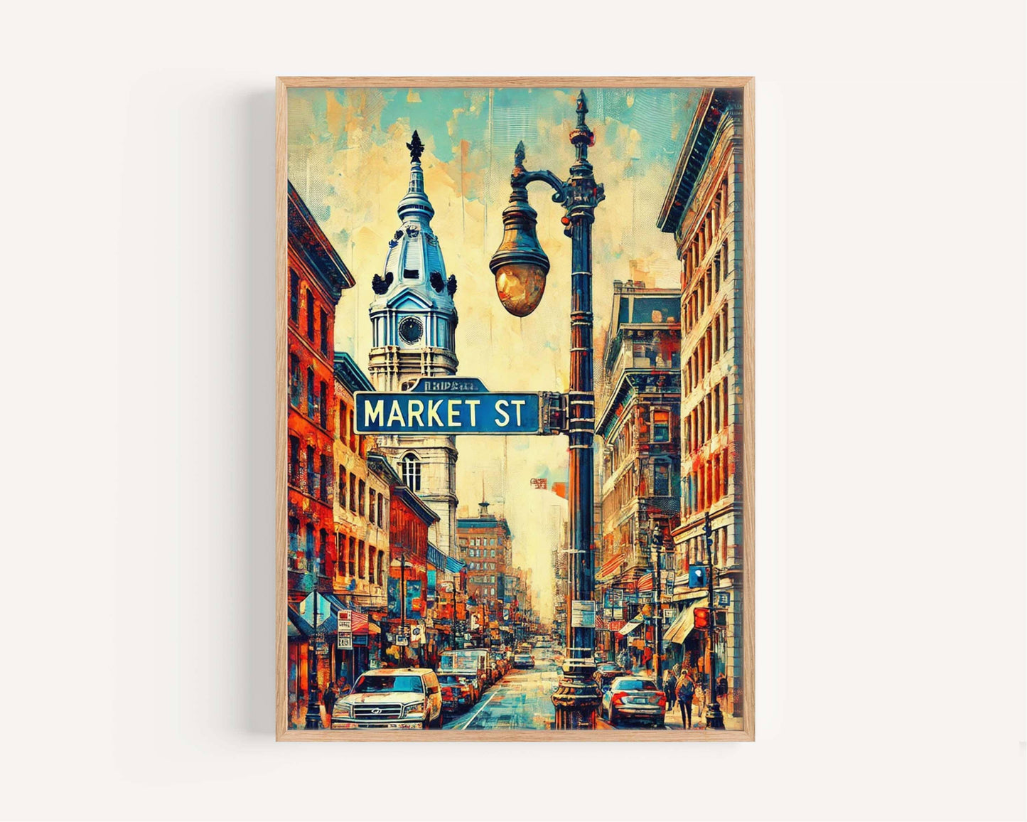 Market St Print Philadelphia Wall Art, Market Street Travel Poster, Philly Gift, Pennsylvania Artwork, Housewarming Decor