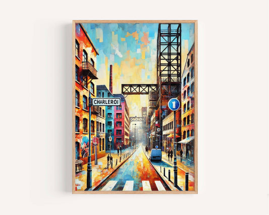 Charleroi Art Print - Belgium City Wall Art, Travel Poster & Gift, Europe Home Decor, Housewarming Present
