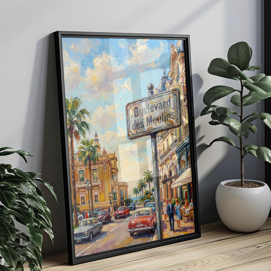 Boulevard des Moulins Wall Art Print: Monte Carlo Monaco Travel Poster
