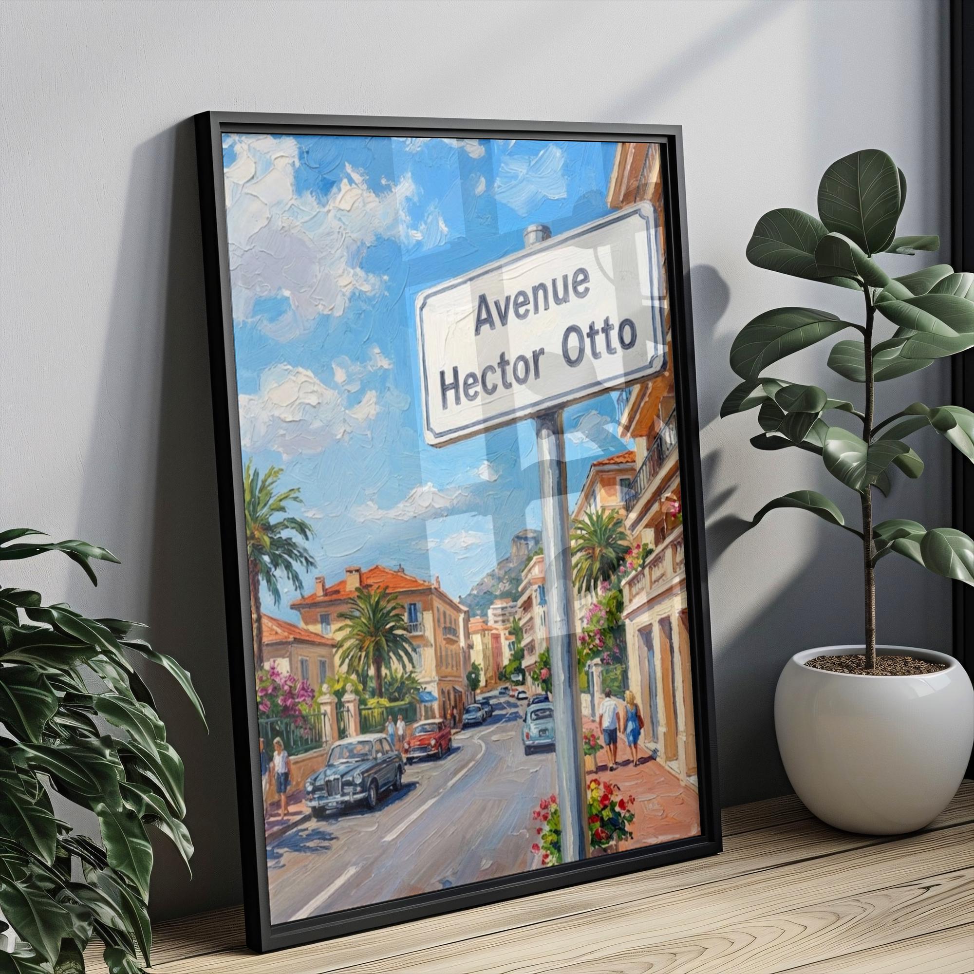 Avenue Hector Otto Wall Art Print: Monte Carlo Monaco Travel Poster