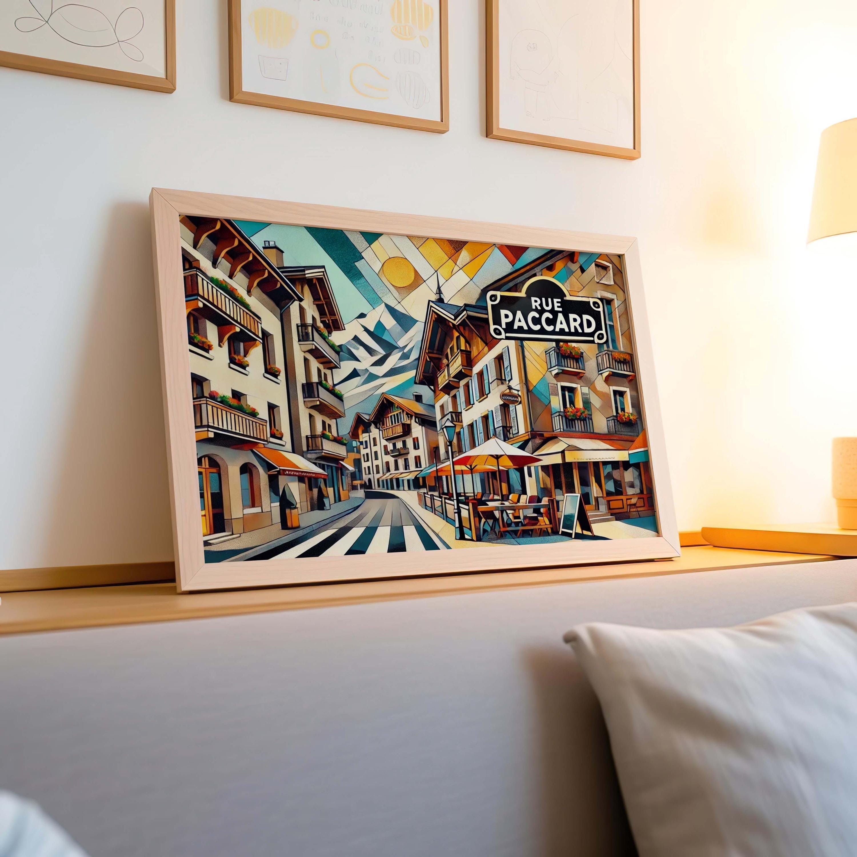 Rue Paccard Wall Art Print - France Travel Poster, French Gift & Housewarming Decor, Paris Street Scene, Vintage Style Home Art