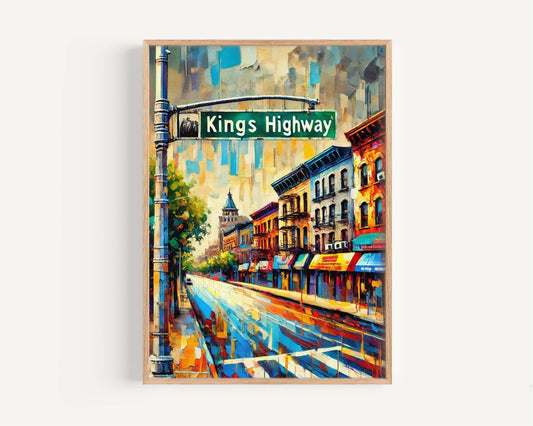 Kings Highway Print - Brooklyn Wall Art Travel Poster, New York Artwork, Housewarming Gift, Kings Highway Travel Print, Brooklyn Gift
