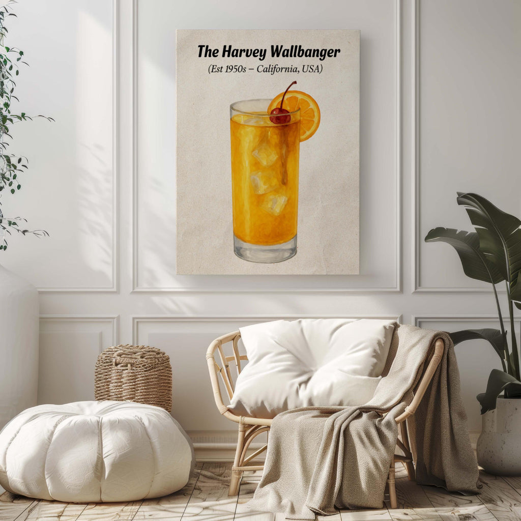 Harvey Wallbanger Cocktail Poster Retro