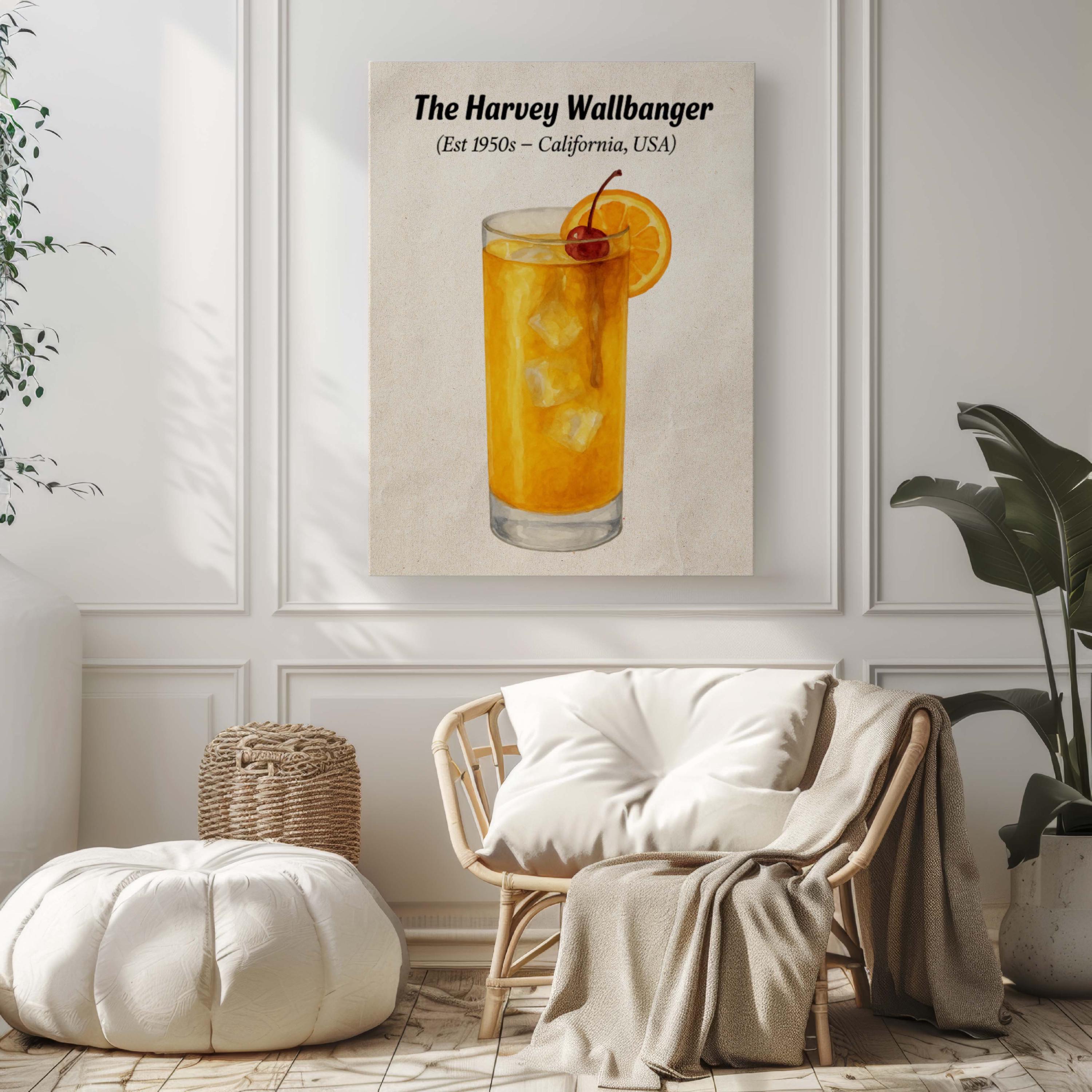 Harvey Wallbanger Cocktail Poster Retro