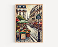Paris Rue Cler Wall Art Print - French Travel Poster, Parisian Street Scene,