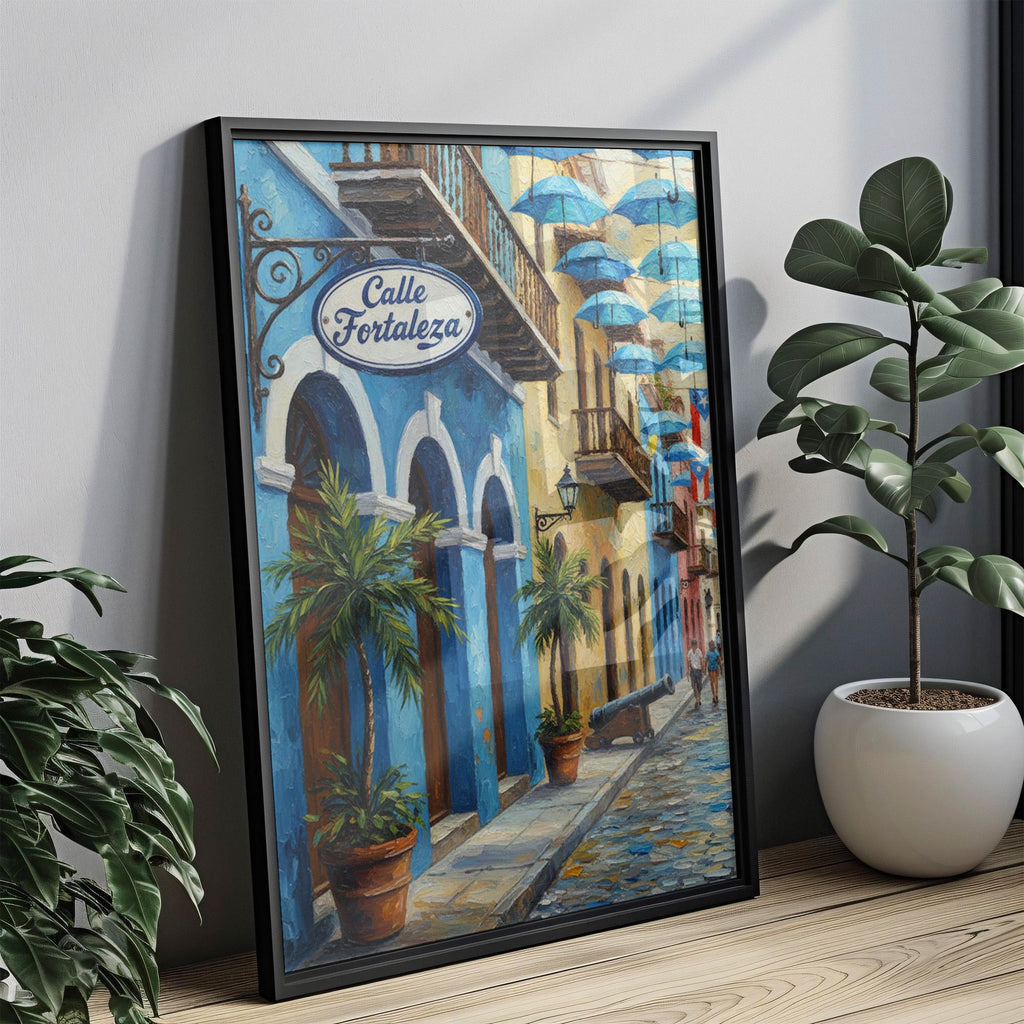 Calle Fortaleza Street Sign Print: Old San Juan Puerto Rico Travel Poster