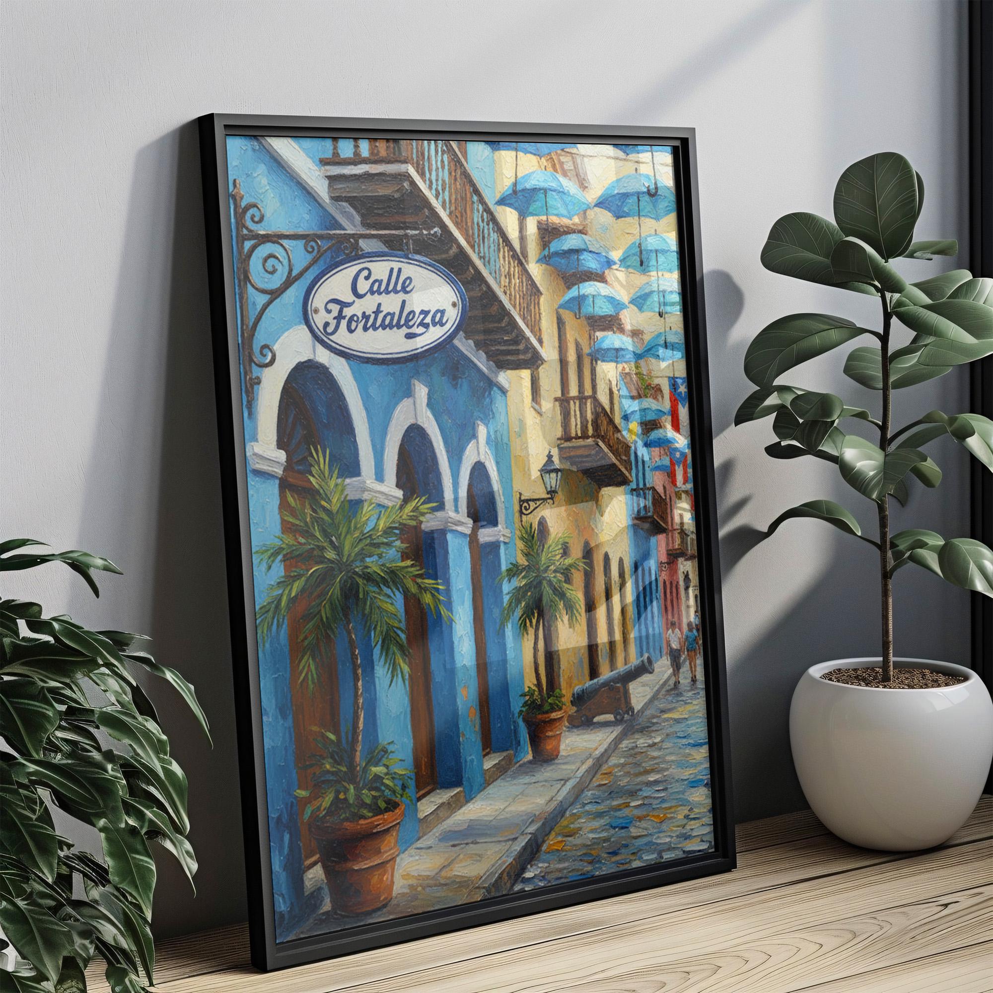 Calle Fortaleza Street Sign Print: Old San Juan Puerto Rico Travel Poster