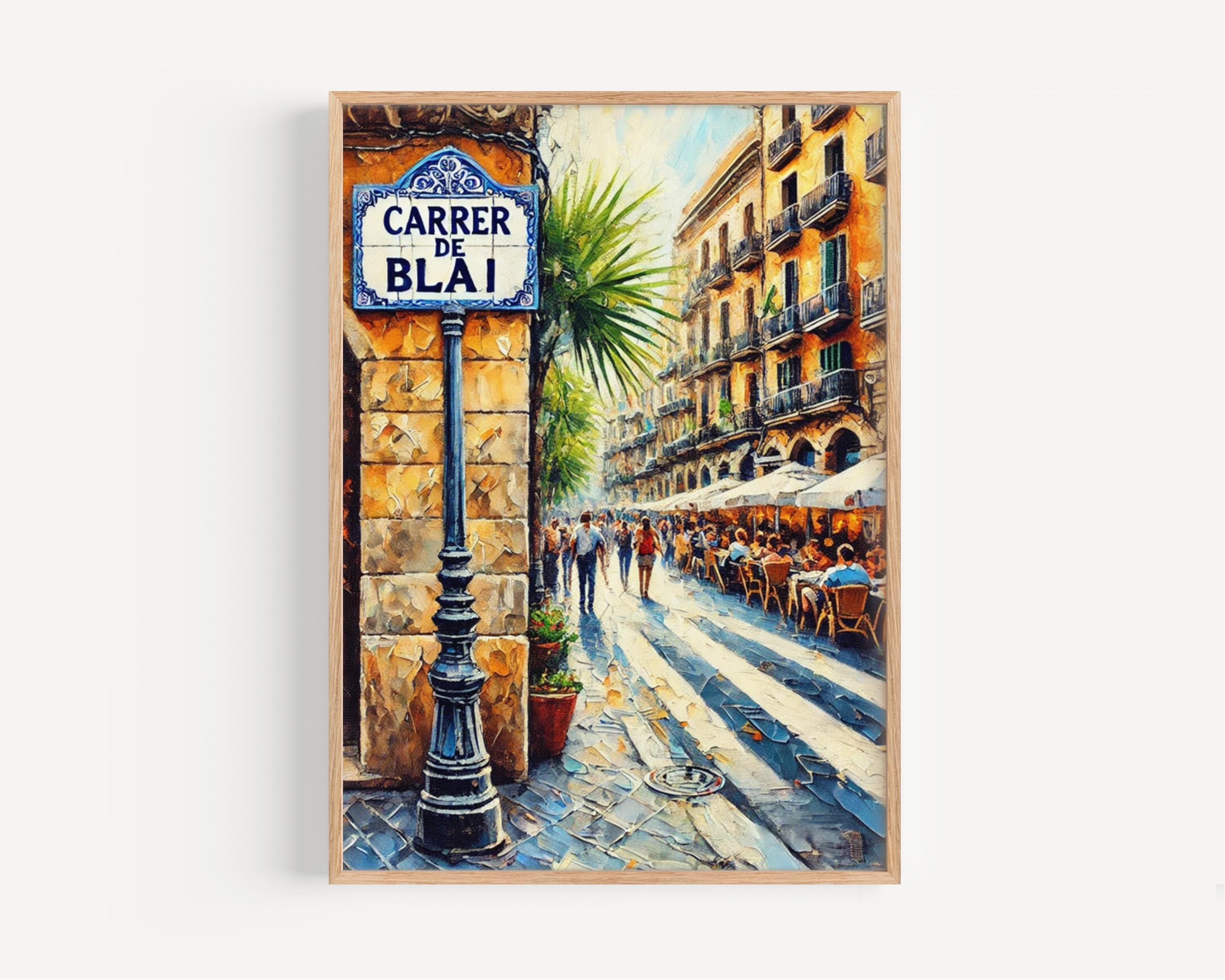 Barcelona Street Scene Print: Carrer de Blai, Spain Travel Poster
