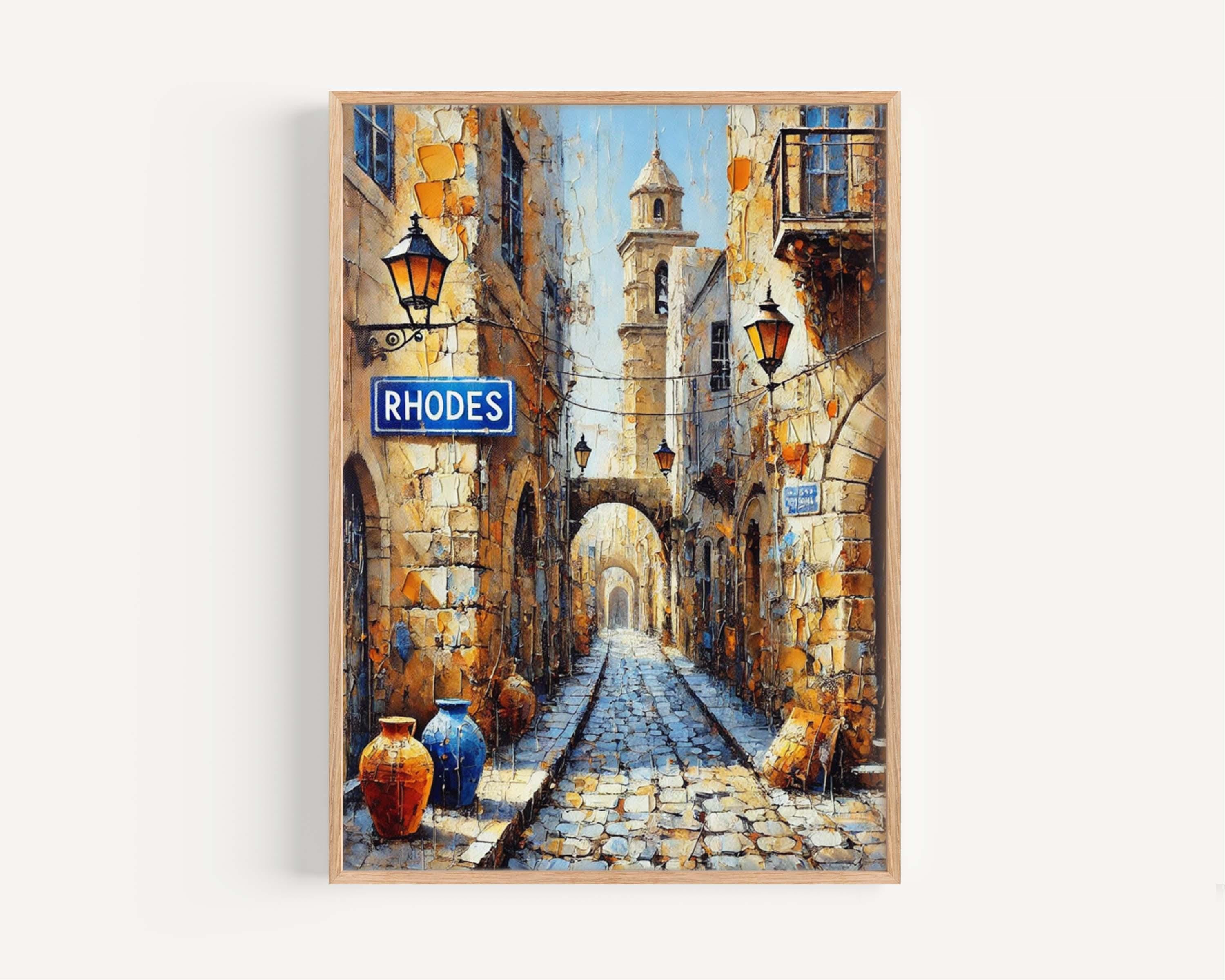 Rhodes Art - Greek Travel Print Wall Art, European Home Decor, Housewarming Gift, Rhodes Poster, Greece Artwork for Living Room & Office