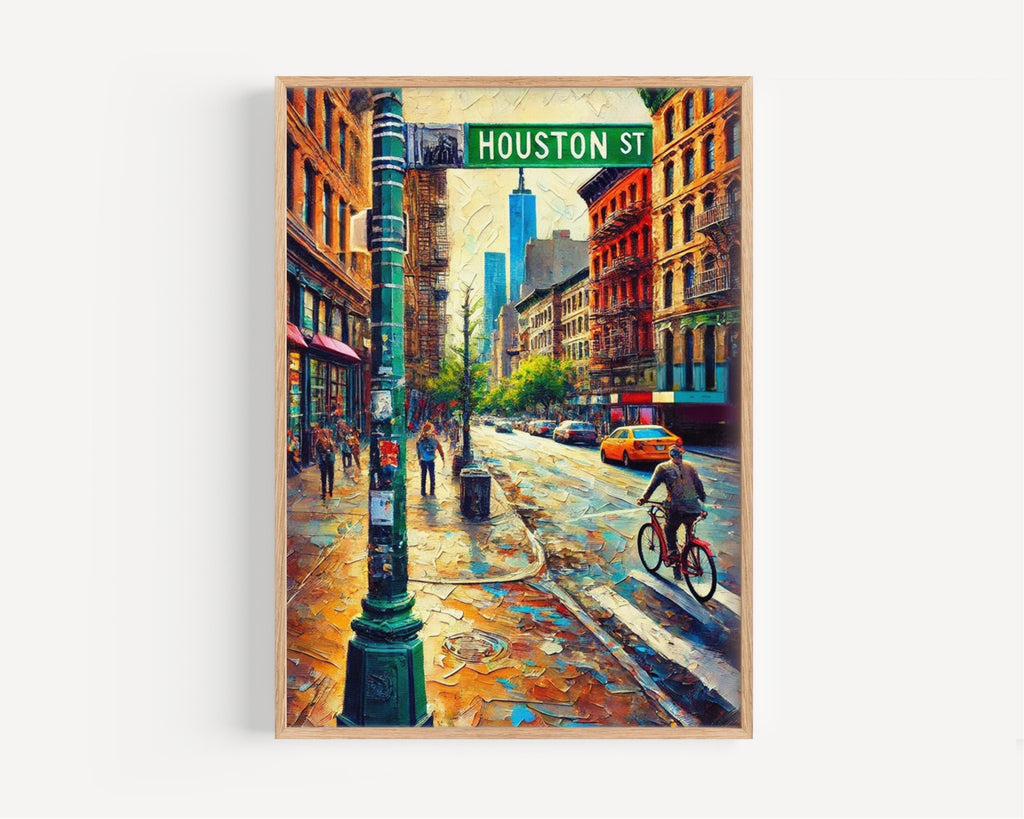 Manhattan Houston St Wall Art Print - New York Travel Poster, NYC Street Map, Housewarming Gift, Modern Cityscape Artwork