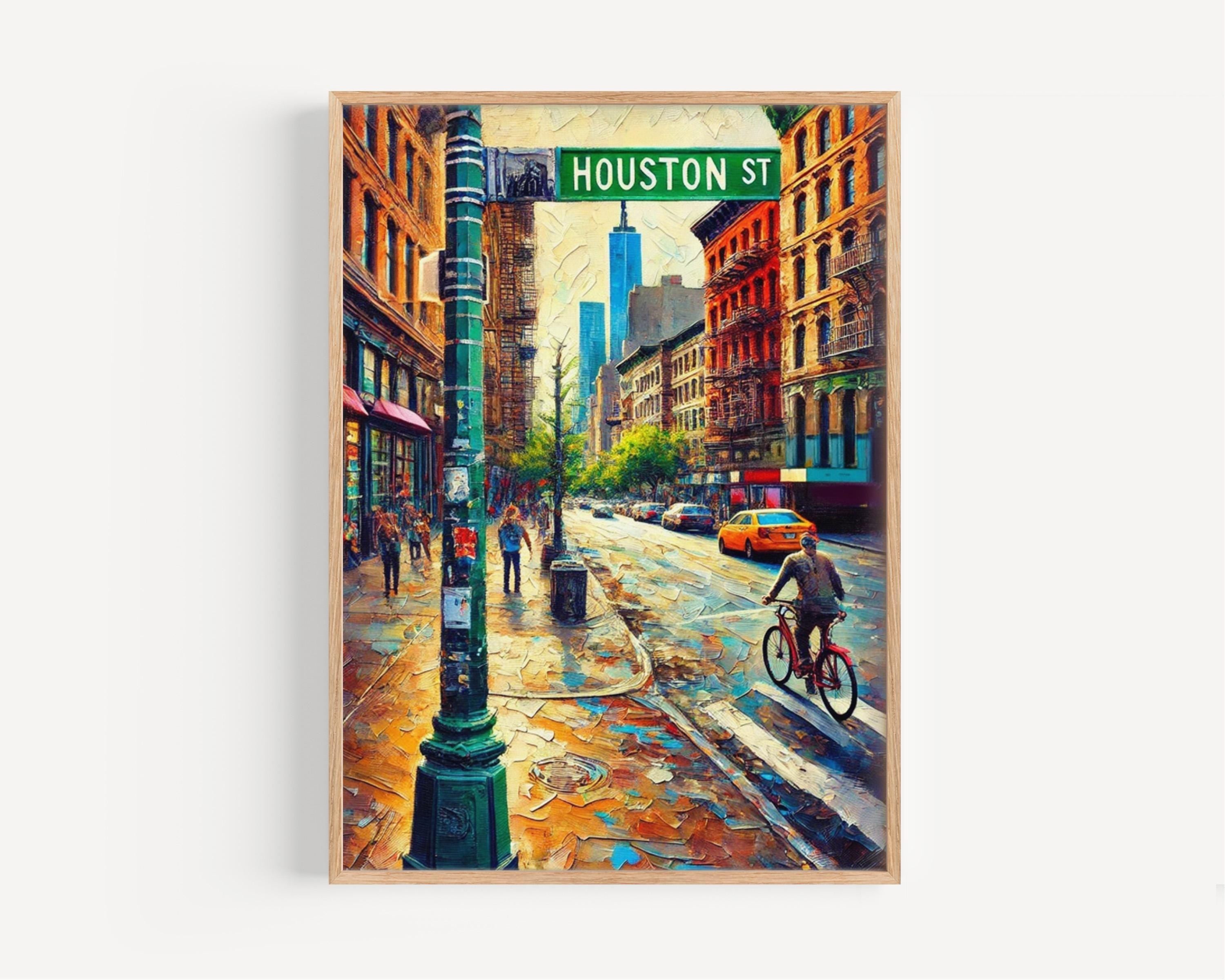 Manhattan Houston St Wall Art Print - New York Travel Poster, NYC Street Map, Housewarming Gift, Modern Cityscape Artwork