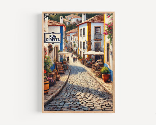 Rua Direita Wall Art Portugal Print Travel Poster Europe Decor Gift for Travelers Home Office Decor