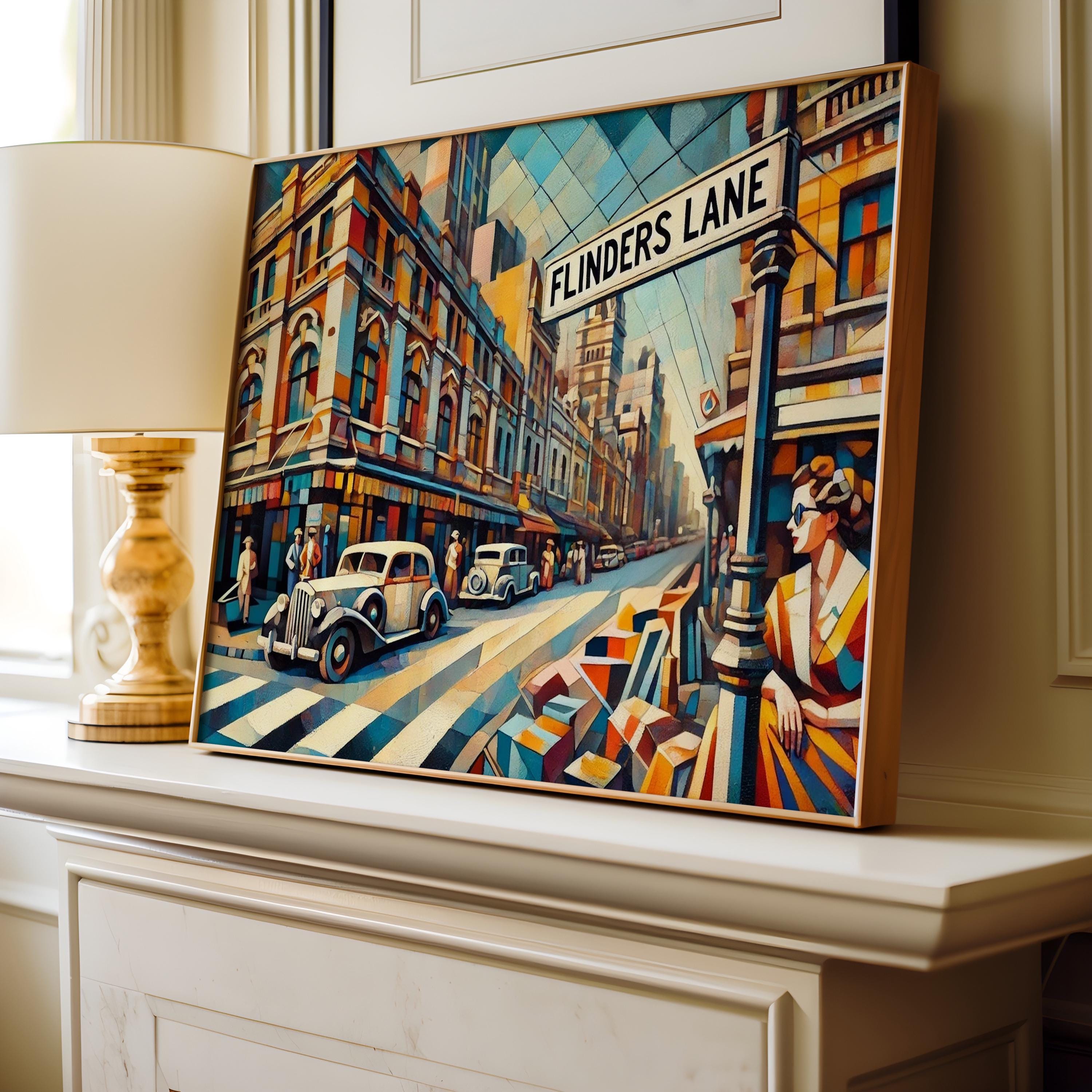 Flinders Lane Wall Art Print - Melbourne Travel Poster, Australia Souvenir Gift, Housewarming Decor, Flinders Ln Cityscape Artwork