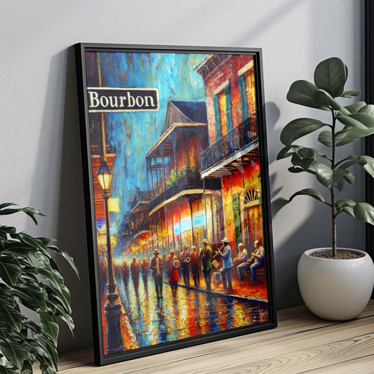 Bourbon St Print Wall Art - New Orleans Travel Poster, Louisiana Decor, Bourbon Street Gift, Housewarming & NOLA Souvenir