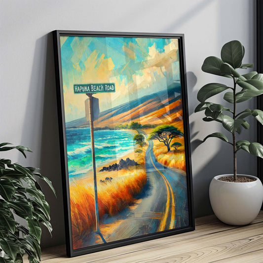 Hapuna Beach Road Wall Art - Big Island Hawaii Travel Print, Tropical Beach Poster, Waimea Home Decor, Housewarming Gift