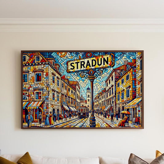 Stradun Wall Art Print - Dubrovnik Travel Poster, Croatia Decor, Housewarming Gift, Coastal Cityscape Artwork