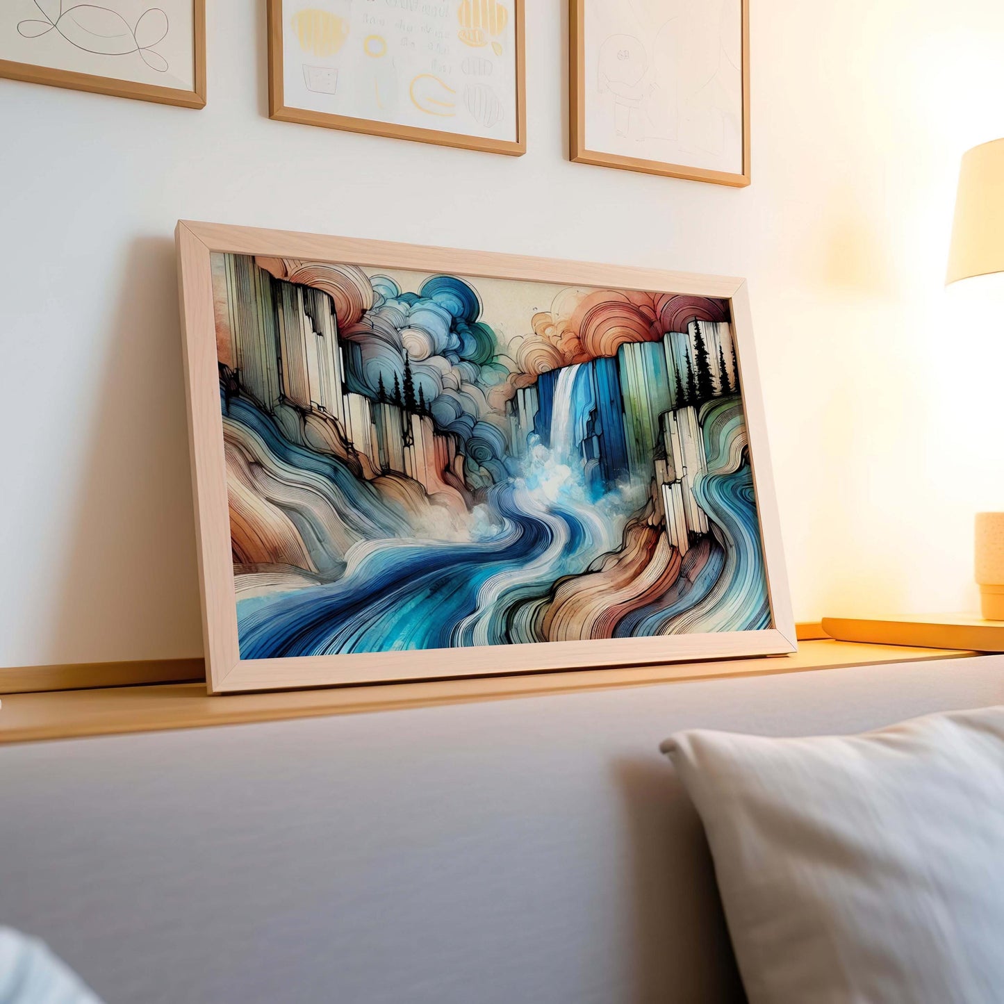 Nature Gift Waterfall Wall Art Print, Natural Stream Decor, Housewarming & New Home Family Art, Calm Nature Scene, Relaxing Home Decoration