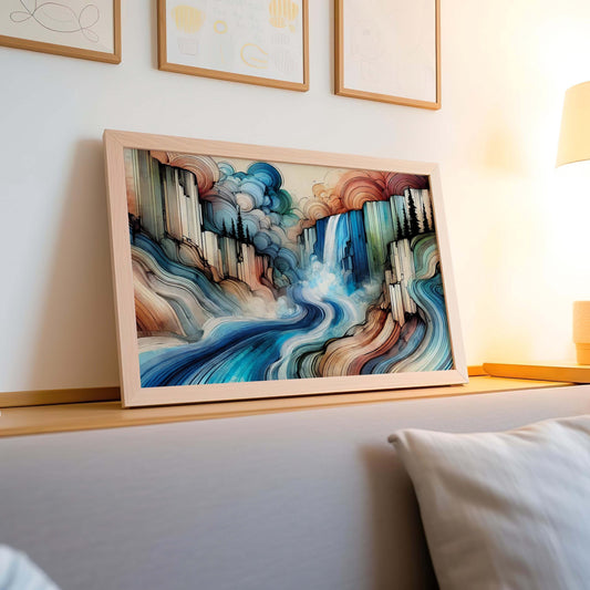 Nature Gift Waterfall Wall Art Print, Natural Stream Decor, Housewarming & New Home Family Art, Calm Nature Scene, Relaxing Home Decoration