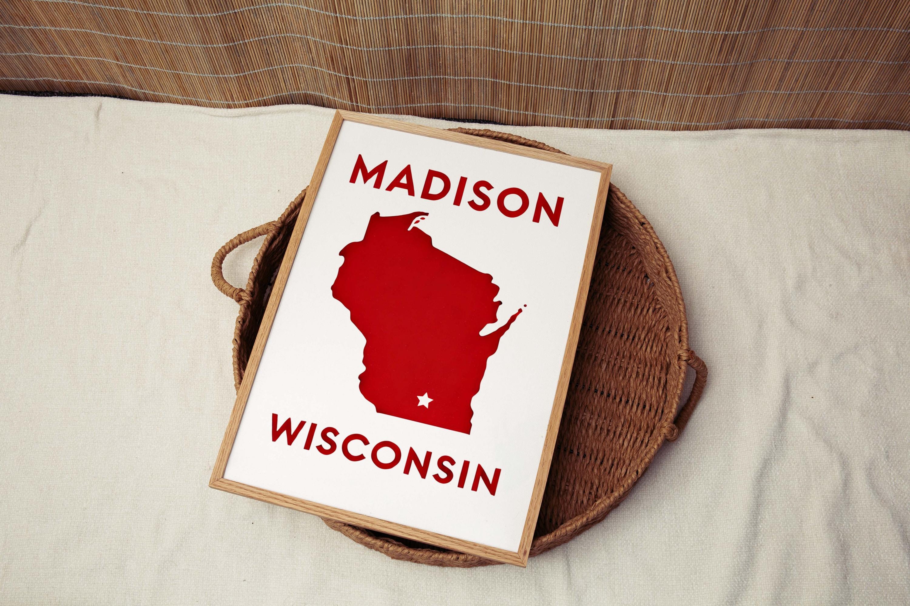 Madison Print Wall Art - Wisconsin Travel Poster, Wisco Home Decor, College Dorm Gift