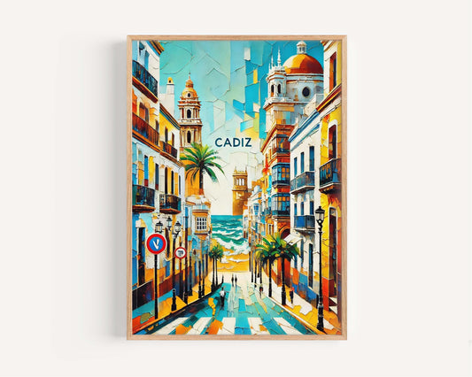 Cádiz Art Travel Print – Spain City Wall Art, European Poster, Housewarming Gift, Vintage Style Cádiz Artwork for Home Decor