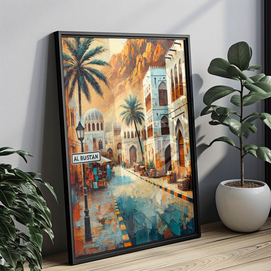 Al Bustan Street Wall Art, Muscat Print, Oman Travel Poster, Coastal Cityscape, Scenic Oman Artwork, Gift for Travelers