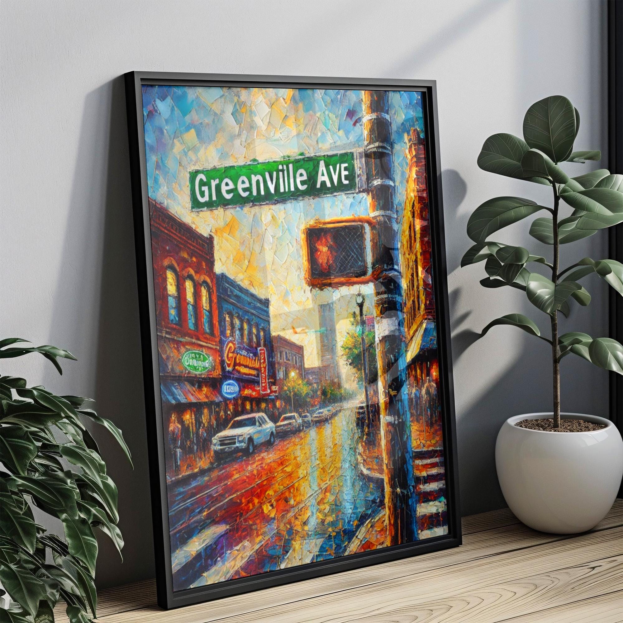 Texas Greenville Ave Wall Art Print – Dallas Travel Poster, Texas Gift & Housewarming Artwork for Home Decor
