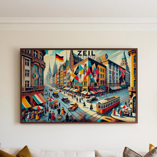 Zeil Print Frankfurt Wall Art, Germany Travel Poster & German Decor, Housewarming Gift, Zeil Travel Print Illustration