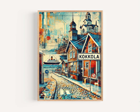 Kokkola Art Wall Print - Finland Travel Poster, Scandinavian Home Decor, European City Map, Housewarming Gift, Kokkola Travel Wall Art