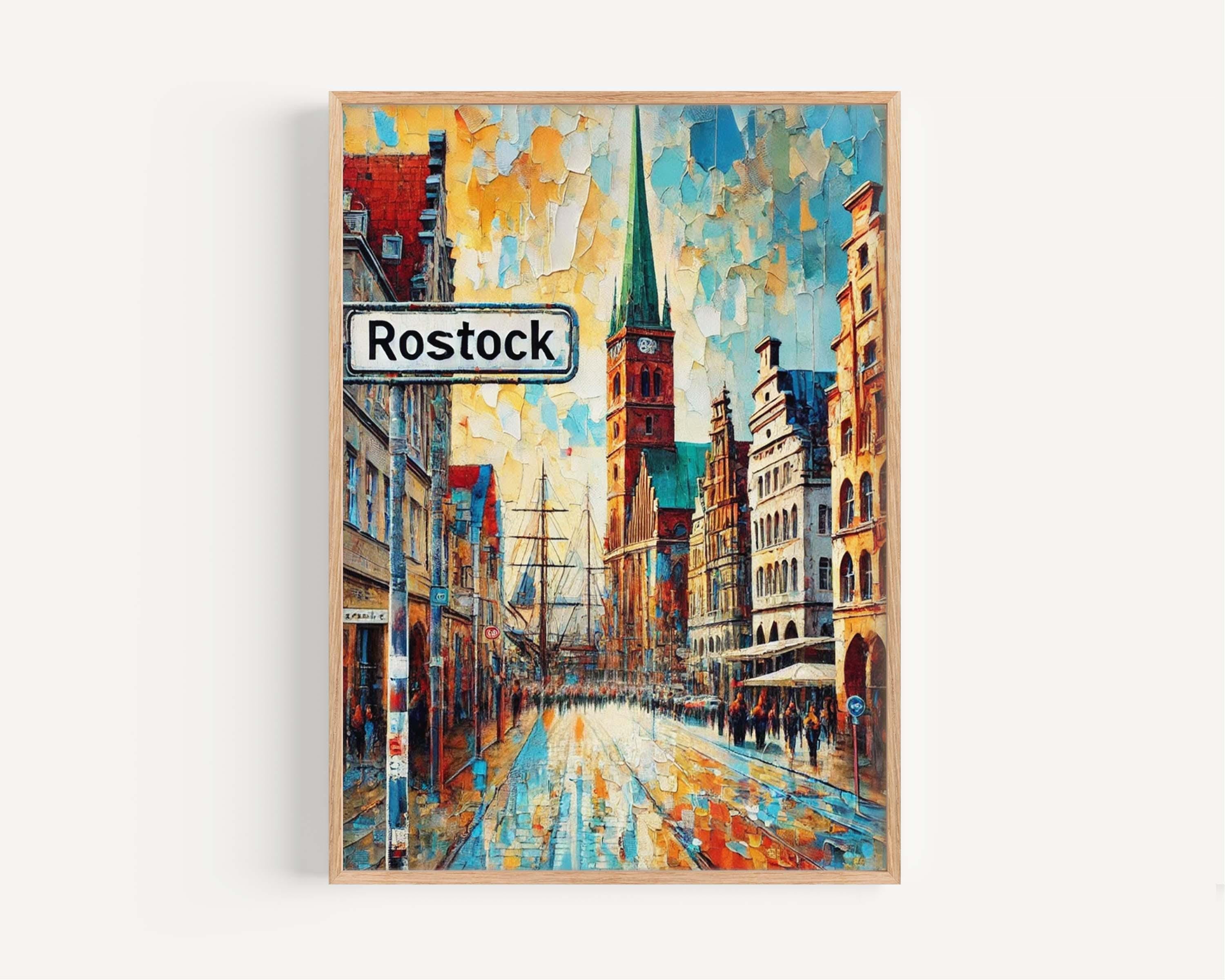 Rostock Art Travel Print – German City Wall Art, Europe Poster, Housewarming & Travel Gift, Rostock Decor, Unique Germany Artwork