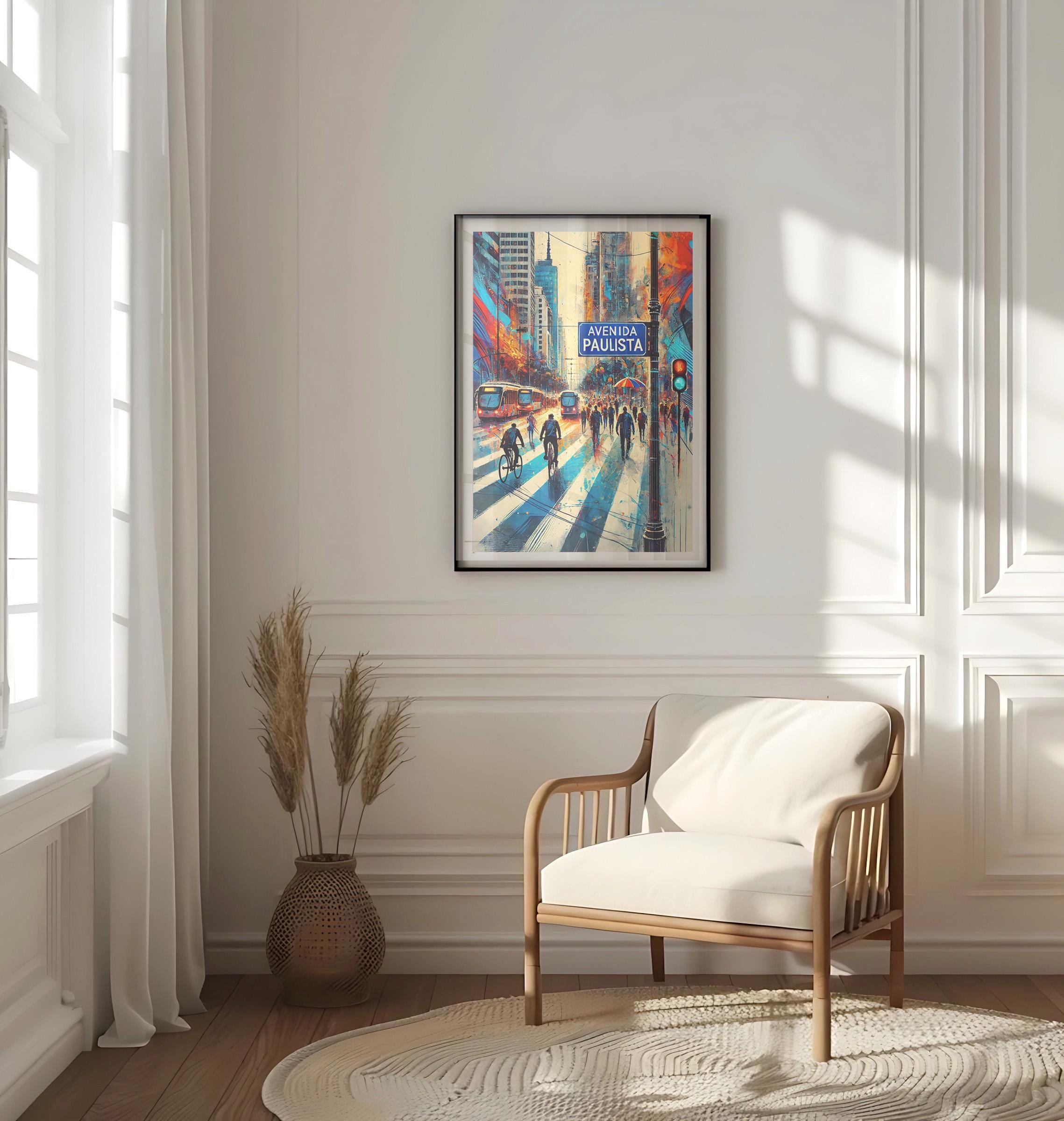 Avenida Paulista Wall Art Print - São Paulo Brazil Travel Poster, Brazil Art Gift, Modern Home & Housewarming Decor