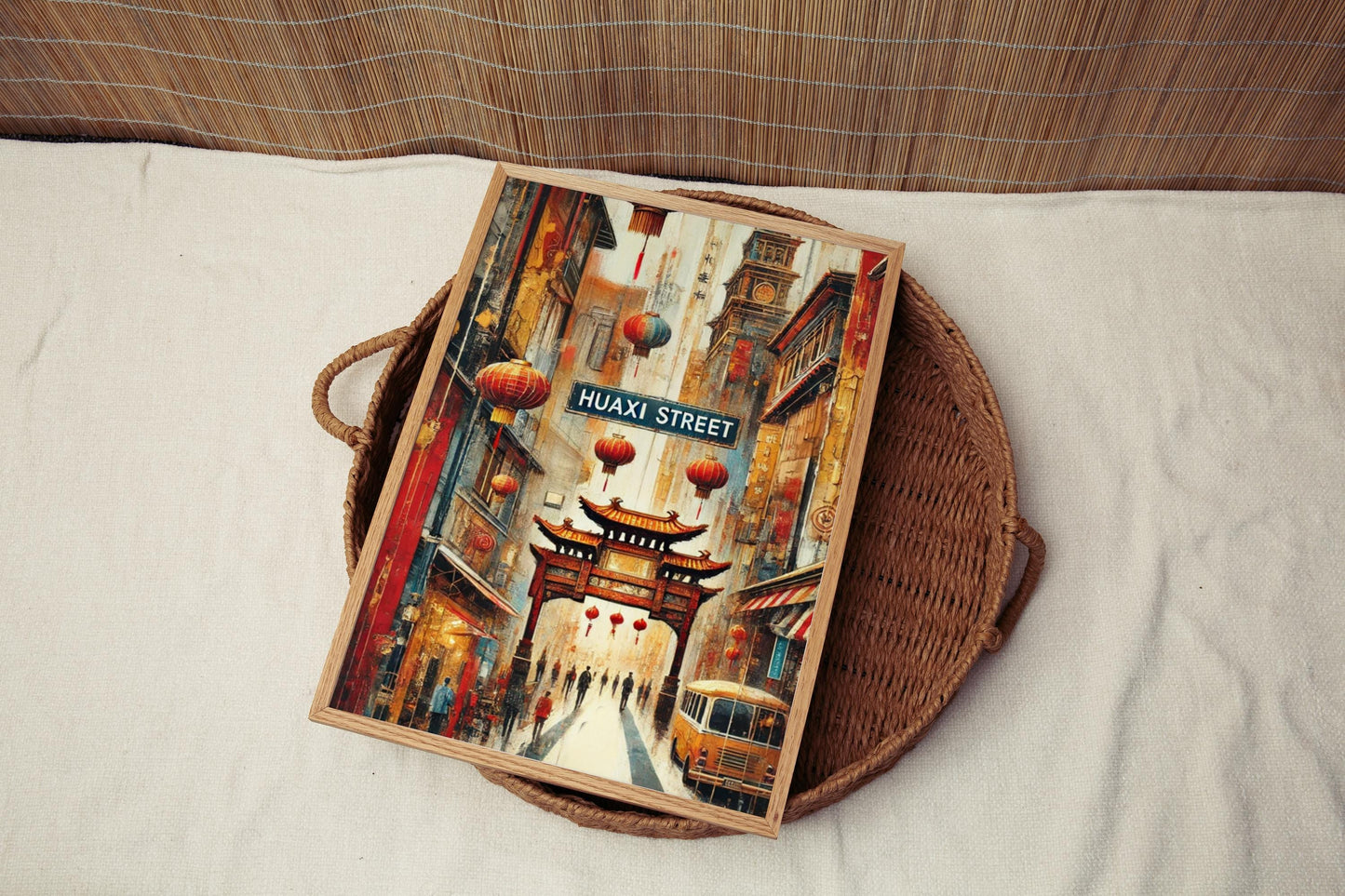 Huaxi Street Wall Art, Taipei Travel Poster, Taiwan Souvenir, Cityscape Print, Vibrant Night Market Scene, Travel Gift, Fine Art Paper