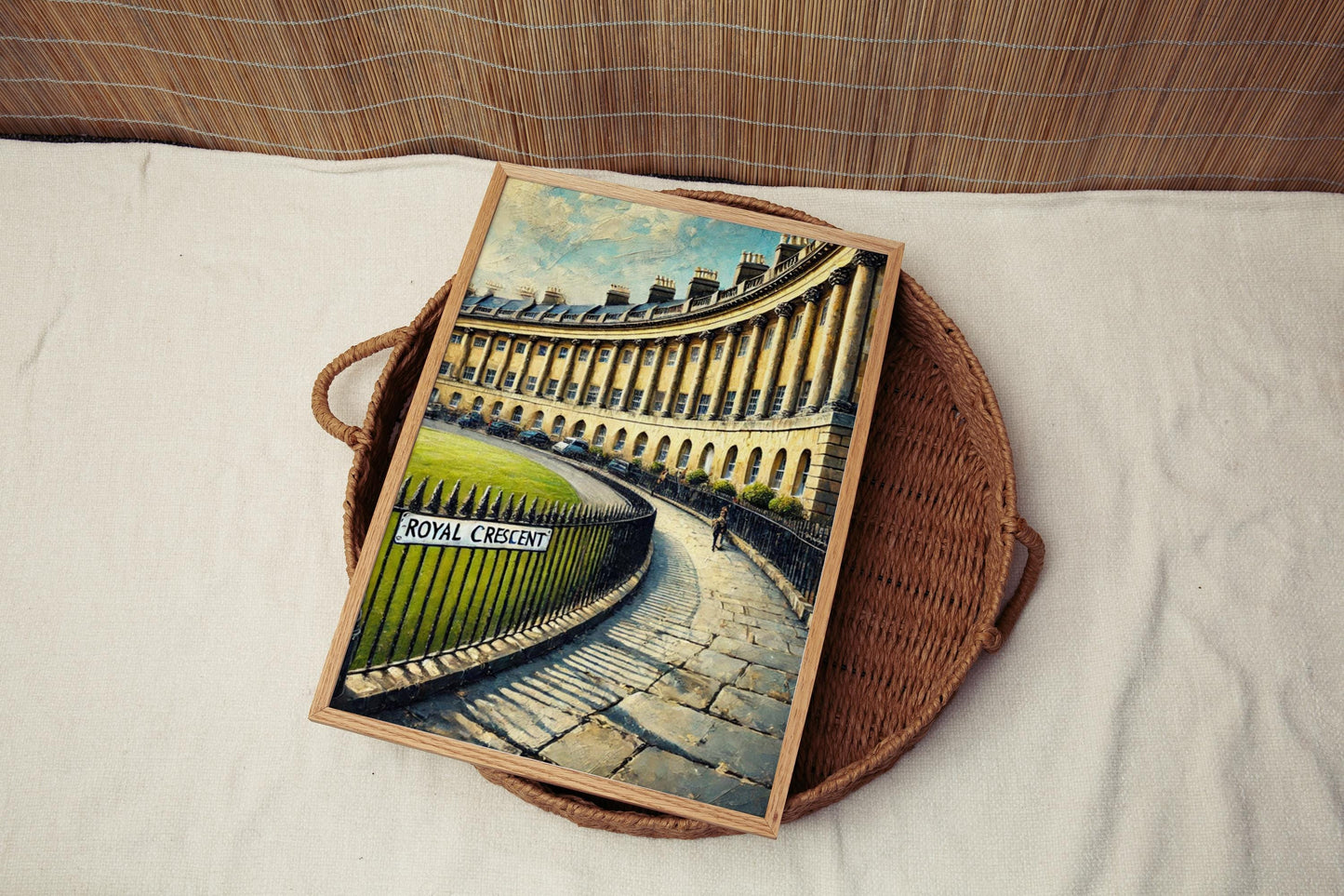 Bath Royal Crescent Wall Art Print – England Travel Poster, Housewarming Gift, Historical Bath Cityscape Artwork